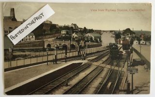 Vintage Postcard.  View From Railway Station.  Carmarthen In Carmarthenshire.  1914