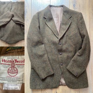 Vtg Abbeygate Harris Textured Tweed Heritage Brown Blazer Jacket M 40