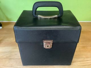 Vintage 7 " Record Vinyl Carry Case 7 " Single 45 Black Faux Leather Storage Box