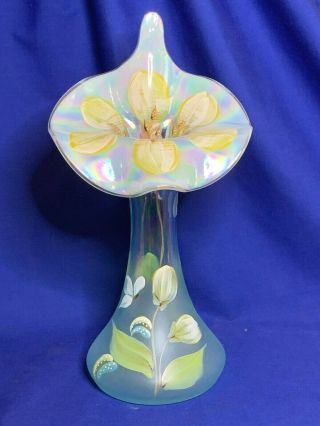 Fenton Art Glass Hand Painted Artist Signed Jack In The Pulpit Vase