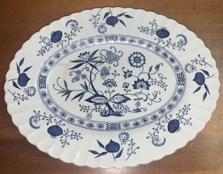 Blue Nordic Classic J & G Meakin England Oval Serving Platter English Ironstone