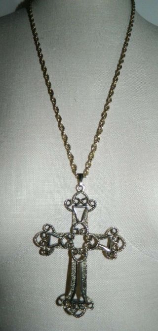 Vtg Sarah Coventry Gt Gothic Victorian Cross Limited Edition 1973 Necklace