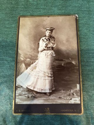 Girl With Flowing Gown Circa 1890 Vintage Cabinet Photo ￼ Rochester Ny