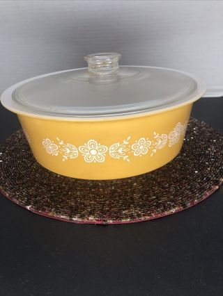 Vintage Pyrex 664 Butterfly Gold 4 Qt Big Bertha With Lid
