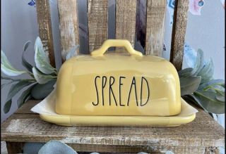 Rae Dunn Yellow Spread Butter Dish,  Shipped Usps