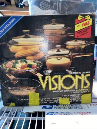 Visions Rangetop Cookware By Corning 11 Piece,  4 Covered And 2 Skillets,