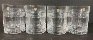 Ralph Lauren Glen Plaid Set Of 4 Crystal Double Old Fashioned Glasses Rare Htf