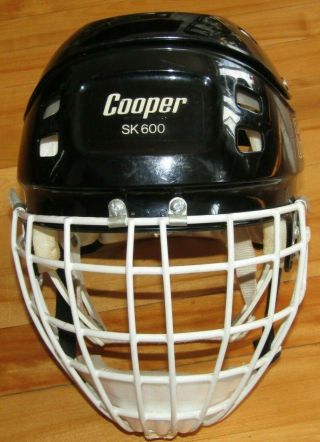 Vintage Rare Cooper Sk600 S Ice Hockey Helmet Size Senior Black 6 3/4 - 7 3/4