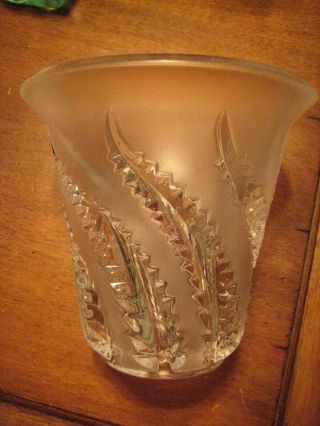 Lalique France Crystal Vase 7 1/4 Inch Tall 8 Inch Dia.  Pattern Unknown PERFECT 2