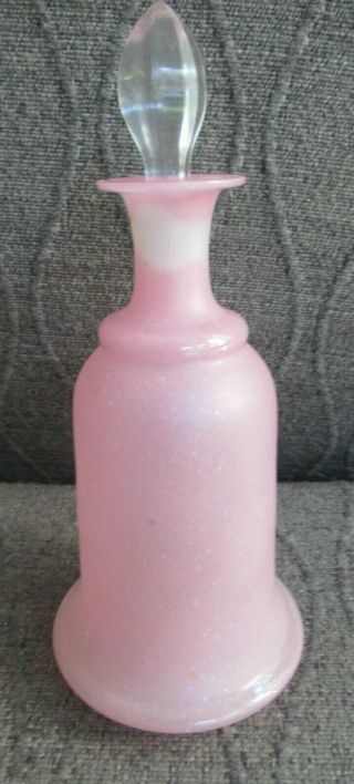 Vintage Victorian Pink Satin Glass Perfume Bottle With Stopper