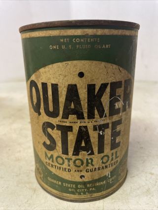 Vintage Metal 1 Quart Quaker State Motor Oil Can