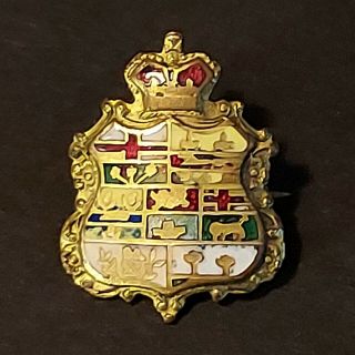 Heraldic Crown Shield Coat Of Arms Vintage Brooch Pin