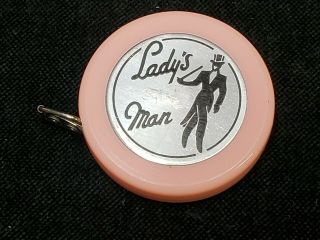 Vintage Sewing Retractable Tape Measure Pink Lady 