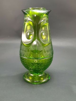 Mid Century Vintage Viking Glass Green Owl Fairy Lamp