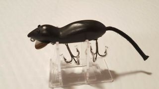 Vintage Heddon Dowagiac Meadow Mouse Antique Wood Fishing Lure.  Black.  2 3/4 "