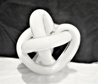 Sklo Sklo Czech Wrap Object Glass Knot Hand Made White Sculpture Figure 7.  5 "