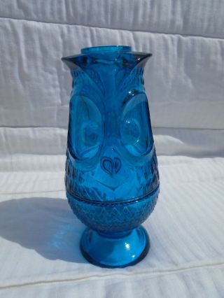 Viking Blue Glass Owl Fairy Lamp