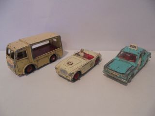 3 X Vintage Dinky Models - Austin Healey,  Police Ford Escort & Electric Van