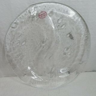 Murero Clear Glass Divided Platter Plate Fish Controlled Bubbles Handmade Italy