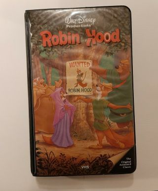 Robin Hood Vhs Walt Disney Black Diamond Black Clamshell Vintage 1984