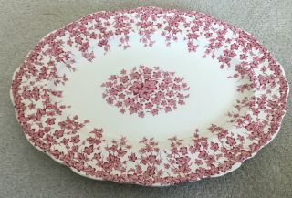 Vintage Oval Serving Platter By Crown Ducal Pink,  R.  No 796148