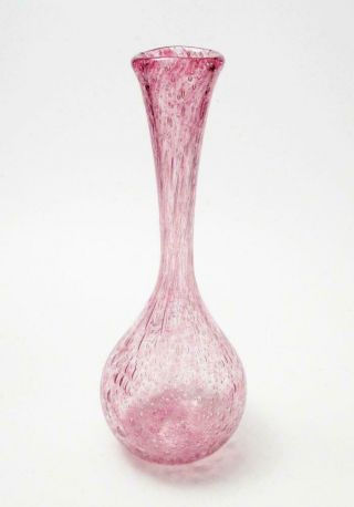 Signed Julio Santos Australian Studio Art Glass Vase Hand Crafted Pink Bubbles