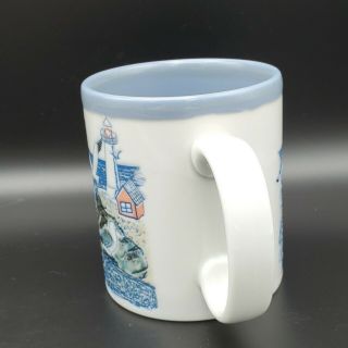 RARE Vintage Otagiri Mug Embossed Stoneware Seagull Lighthouse Ocean Coffee Tea 2