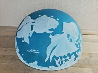 Cameo Art Glass Table Lamp Shade Signed Galle Lamp Koi Fish