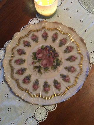 Spectacular Cambridge Charleton Crown Tuscan Torte Plate Pink With Roses 14”