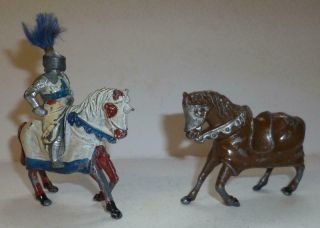 Timpo Vintage Lead Round Table Knight - Sir Percival & A Spare Horse - 1940/50 