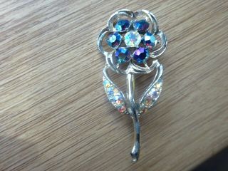 Gorgeous Vintage Flower Brooch With Ab Stones