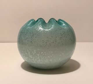 Phoenix Art Glass Blue Die Away Rose Bowl Vase W/ Mica Joseph Webb Consolidated