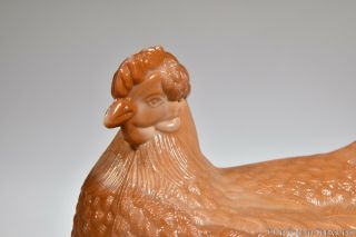 c.  1984 7” HEN ON NEST by L.  G.  Wright CHOCOLATE SLAG OPAQUE Covered Dish 2