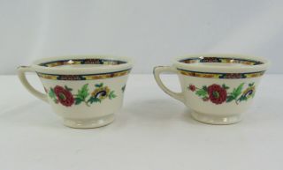 Syracuse China " Dewitt Clinton " Flower Restaurant Ware Set Of 2 Footed Teacups
