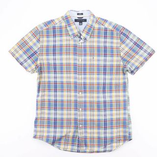 Vintage Tommy Hilfiger Blue Check Patterned Embroidered Shirt Men 