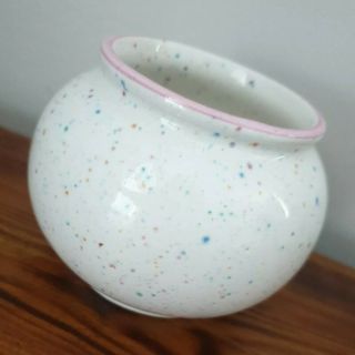 Arthur Wood Speckled Whit3 Pink Vintage Pot Vase Jar Retro 60s Mid Century 3 "