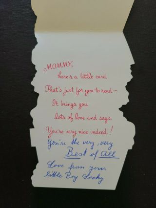 Vtg Norcross Greeting Card Mother ' s Day MOMMY Cat Kittens flower pot 1950s 2