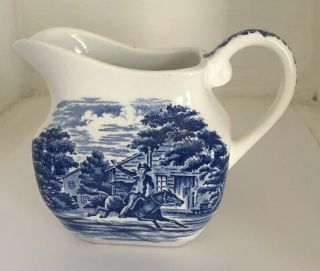 Liberty Blue Cream Syrup Pitcher Creamer Porcelain Paul Revere Only Cream
