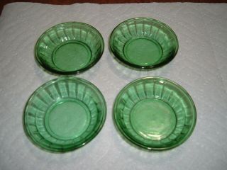 Childrens Akro Agate Stacked Disc Interior Panel Large Trans.  Green Cereal Bowls