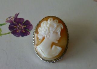 Vintage Jewellery 800 Silver Shell Cameo Brooch Pin