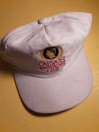 Caesars Palace Emperors Club Corduroy Snapback Hat Cap Vintage 80 