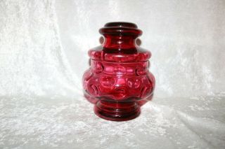 Ts Fenton / Lg Wright 10 " Cranberry Thumb Print Apothecary Jar - Canister