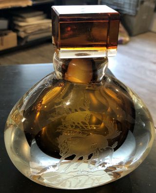 Perry Coyle Signed Etched Horse Perfume Bottle”amber Glass”l@@k”very Rare”