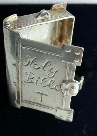 Vintage Articulated Opens Sterling Silver Holy Bible Bracelet Charm (sc23)