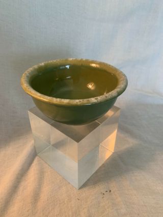 Vintage Mid - Century Modern Hull Pottery Bowl Avocado Green Drip Glaze