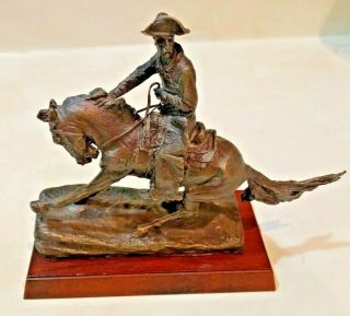 Frederic Remington Franklin Bronze Statue/sculpture The Cowboy 1988