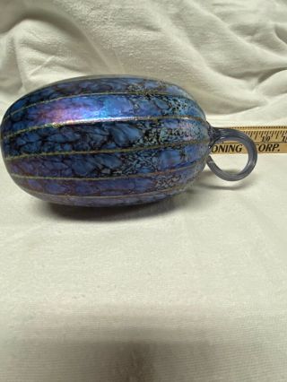 Studio Art Hand Blown Glass Pumpkin Blue Shades 8 