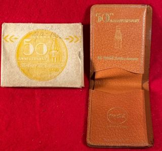 Nm4) Vintage 50th Anniversary Coca Cola Wallet Leather Bill Fold Coke