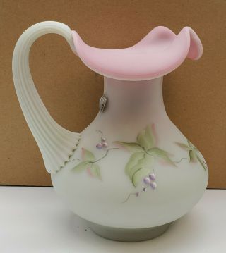 Fenton Lotus Mist Burmese Berry And Butterfly Pitcher 2997 VF 95TH ANNIVERSARY 2