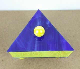 Guy Mark Lewanski Art Glass Box Triangle Blue & Yellow (it b3/2) 2